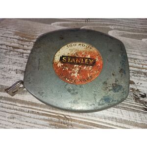 STANLEY: Vintage, Rusty, Silver White Tape, 100 Foot, Measuring Tape